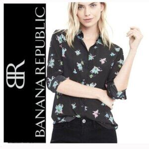 Banana Republic Black Floral Button Down Shirt​​​​​​